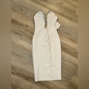 White strapless dress with rhinestones Size medium